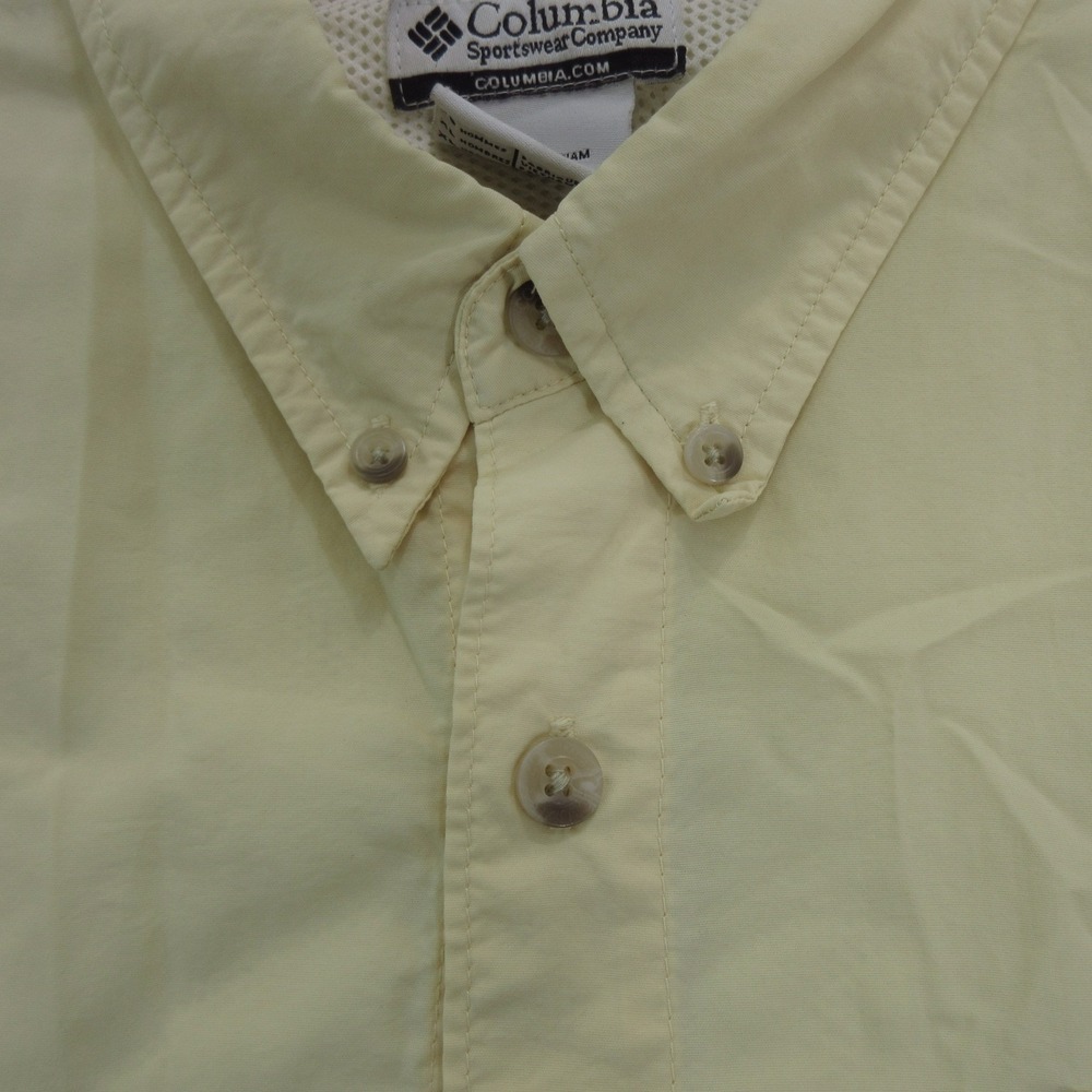 Columbia Men's Shirt XL PFG Fishing Short Sleeve Chest Pocket Yellow Omni-Shade - Picture 6 of 13